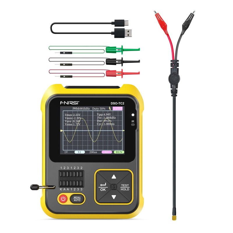 DSO-TC3/TC2 Digital Oscilloscope 10MSa/s Sampling Rate 500kHz Bandwidth Support Diode PWM Transistor LCR Test Signal Generator