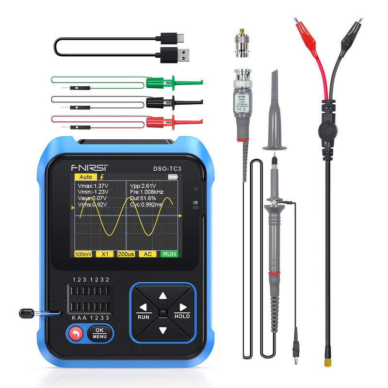 DSO-TC3/TC2 Digital Oscilloscope 10MSa/s Sampling Rate 500kHz Bandwidth Support Diode PWM Transistor LCR Test Signal Generator