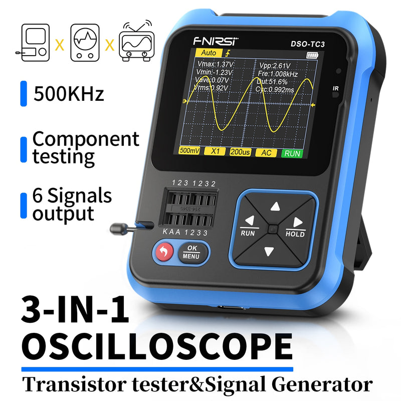 DSO-TC3/TC2 Digital Oscilloscope 10MSa/s Sampling Rate 500kHz Bandwidth Support Diode PWM Transistor LCR Test Signal Generator